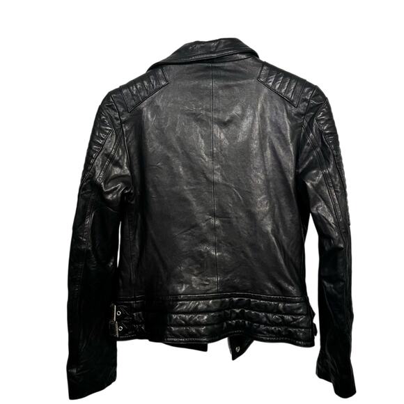Anine Bing Grainy Leather Belted Biker Moto Jacket Small S - Picture 8 of 8